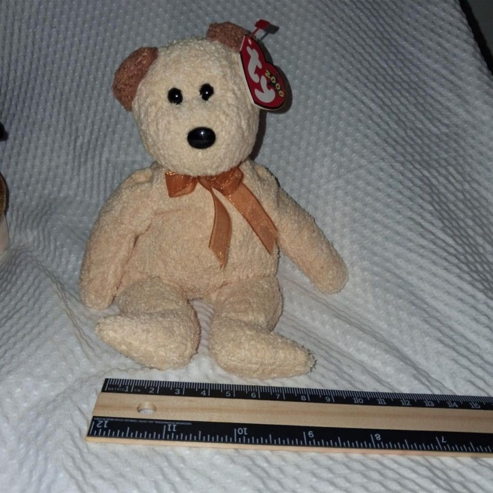 Rare TY Beanie‎ Baby "Huggy" Bear 2000 Brown Plush with Tag Errors
